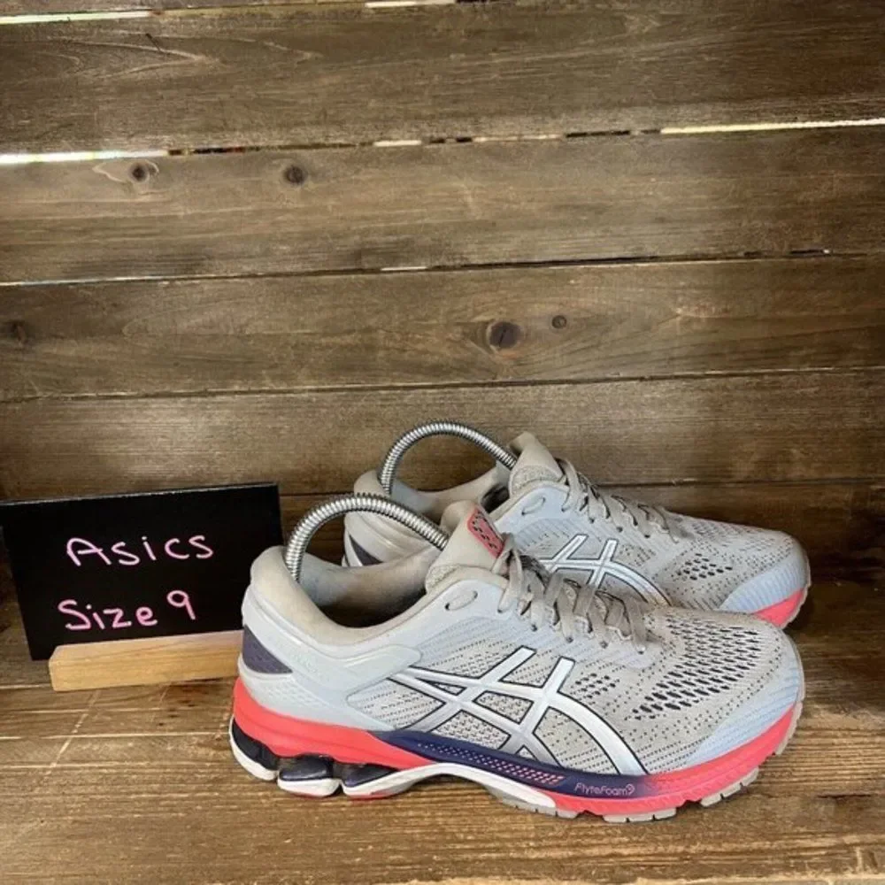 Womens Asics‎ Gel Kayano 26 Gray Athletic Running Shoes Sneakers Size 9 M GUC
